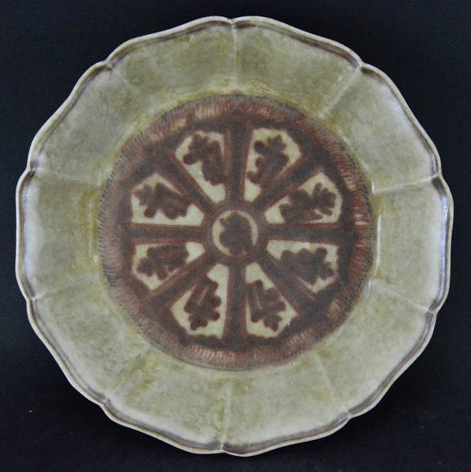 A Rare Red Lotus Shaped Dish, Ming Dynasty